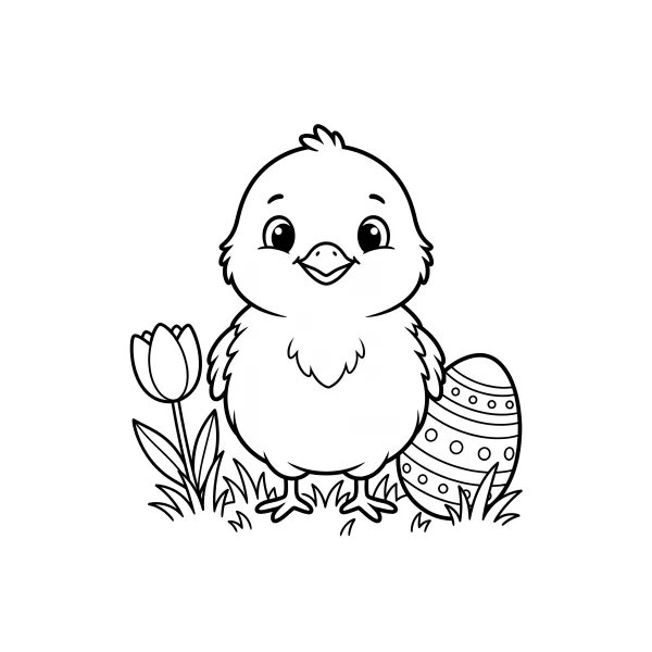 Coloriage Coloriage Petit Poussin Mignon à imprimer