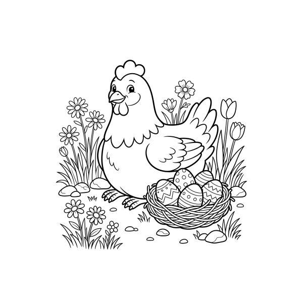 Coloriage Coloriage Poule de Pâques à imprimer