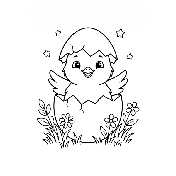Coloriage Coloriage Poussin dans sa Coquille à imprimer