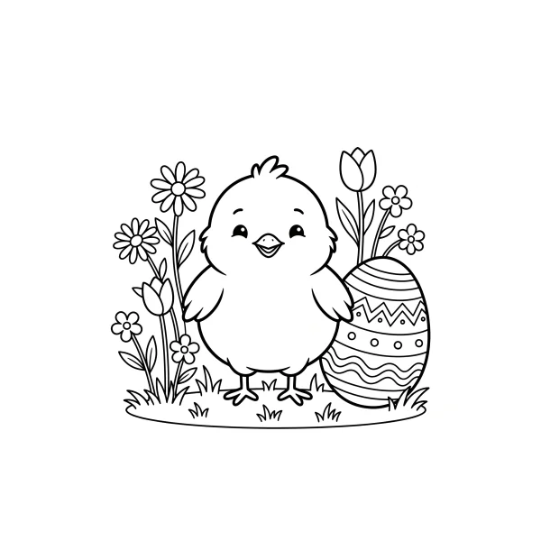 Coloriage Coloriage Poussin de Pâques à imprimer