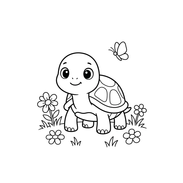 Coloriage Coloriage Petite Tortue Mignonne à imprimer