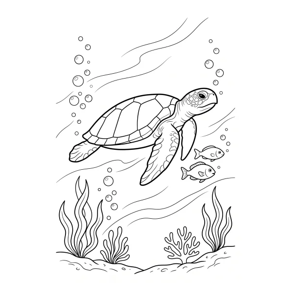 Coloriage Coloriage Tortue dans l'Océan à imprimer