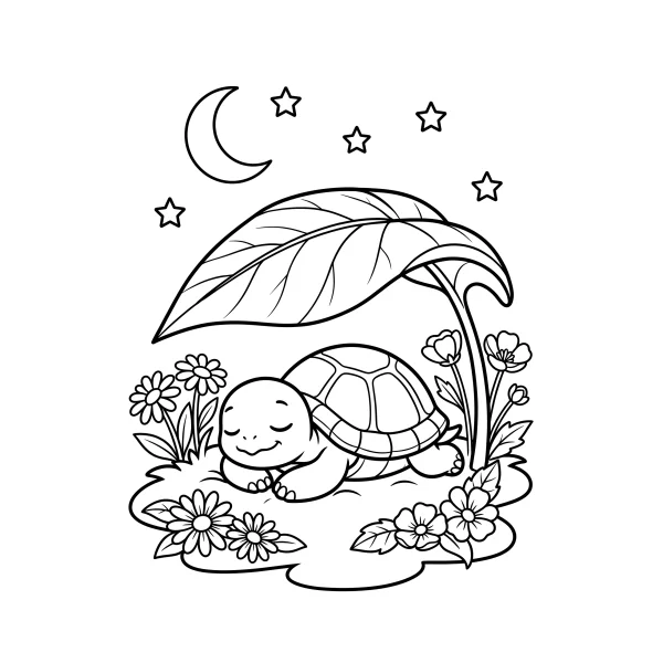 Coloriage Coloriage Tortue Endormie à imprimer