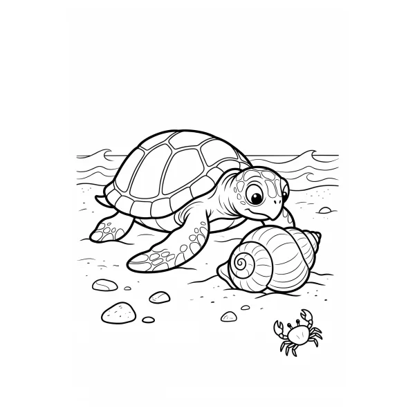 Coloriage Coloriage Tortue et Coquillage à imprimer