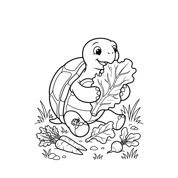 Coloriage Coloriage Tortue Gourmande à imprimer