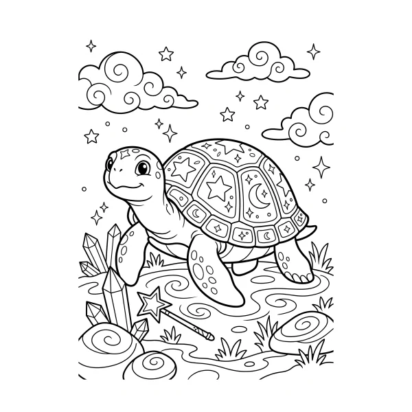 Coloriage Coloriage Tortue Magique à imprimer