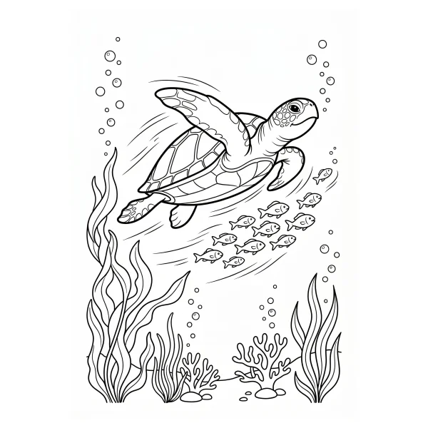 Coloriage Coloriage Tortue qui Nage à imprimer