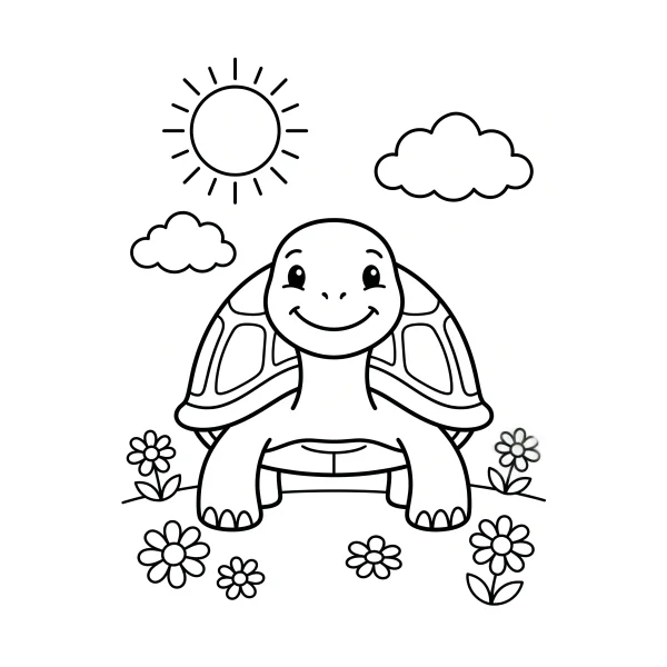 Coloriage Coloriage Tortue Souriante à imprimer