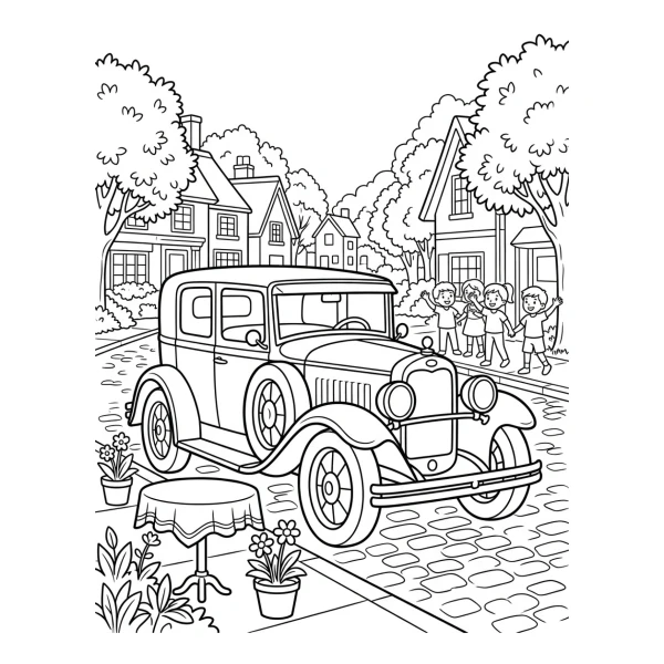 Coloriage Coloriage Voiture Ancienne à imprimer