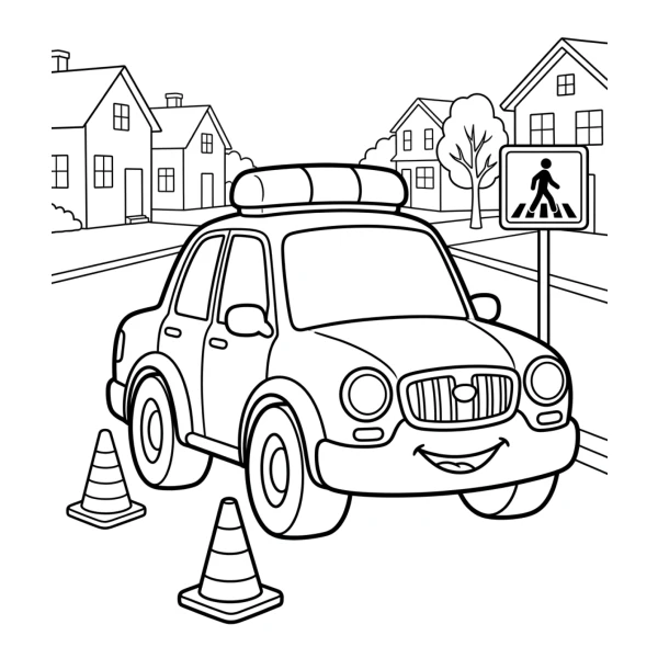 Coloriage Coloriage Voiture de Police à imprimer
