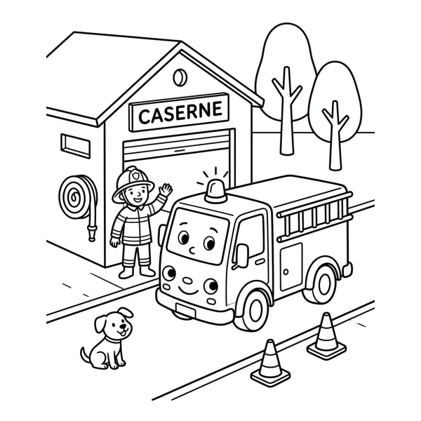 Coloriage Coloriage Voiture de Pompier à imprimer
