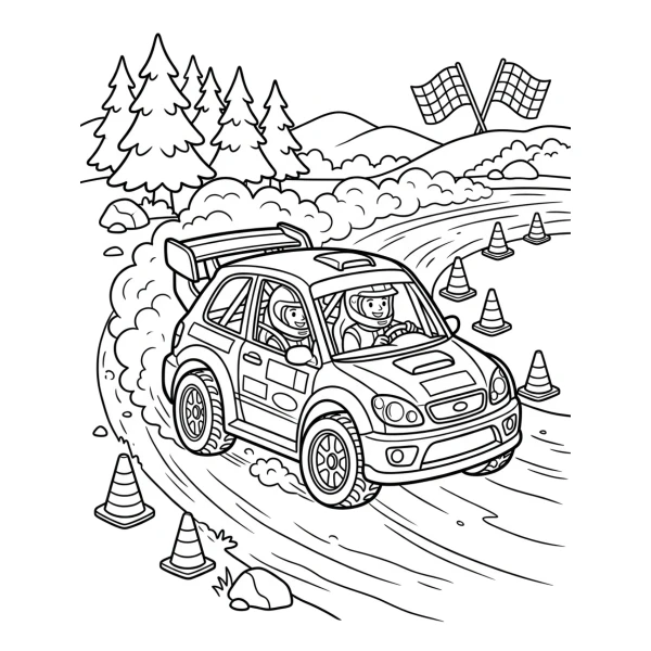 Coloriage Coloriage Voiture de Rallye à imprimer