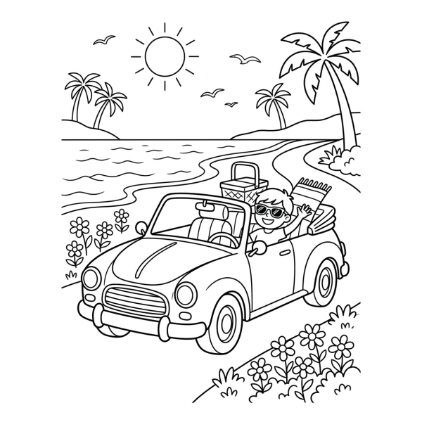 Coloriage Coloriage Voiture Décapotable à imprimer