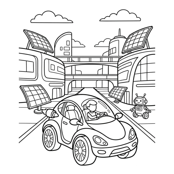 Coloriage Coloriage Voiture du Futur à imprimer