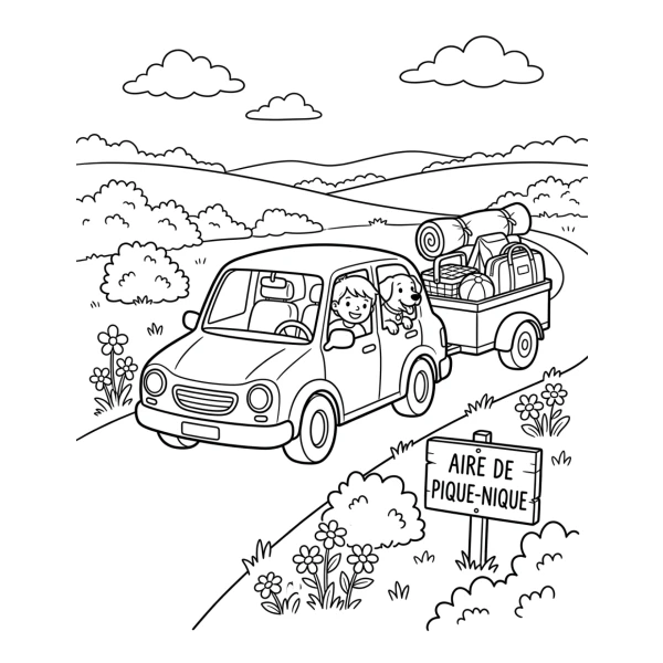 Coloriage Coloriage Voiture et Remorque à imprimer