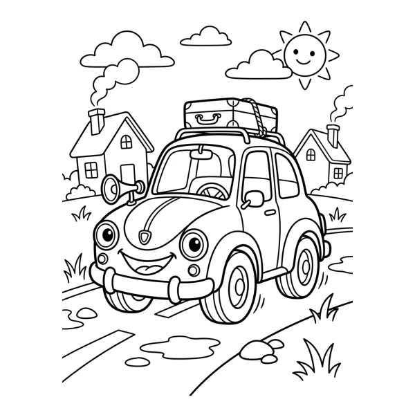 Coloriage Coloriage Voiture Rigolote à imprimer