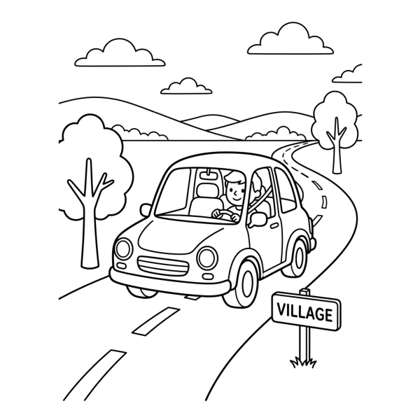 Coloriage Coloriage Voiture sur la Route à imprimer